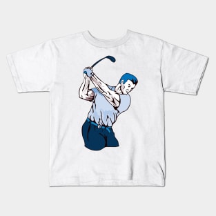 Golfer Swinging Golf Club Retro Kids T-Shirt